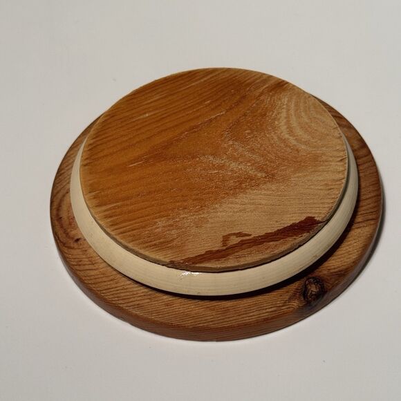 Hornsea Pottery England Green Stripes Tea Canister White Retro Wood Top MCM Jar - Picture 9 of 9